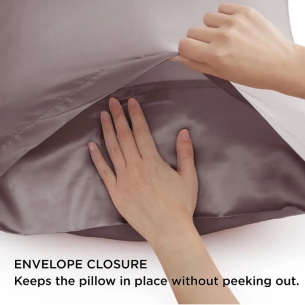 2pc BEDSURE Solid Satin Pillowcase Set Dusty Rose King